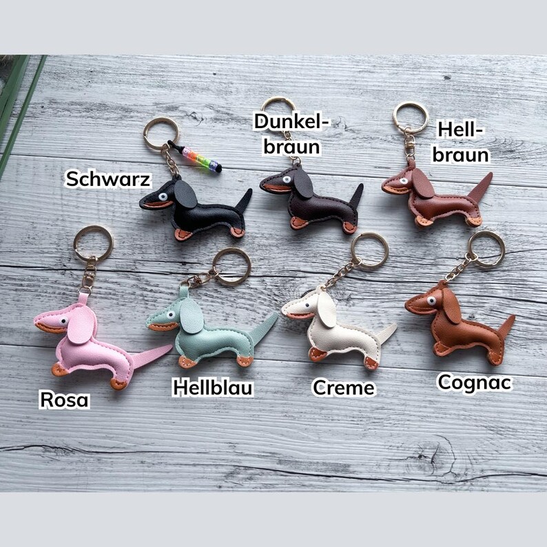 Dachshund keychain personalized, faux leather dachshund pendant, dachshund gift, keychain name image 5