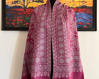 Exclusive Pashmina Shawl,Handmade, Handloom woven , Hand Embroidered,Hot Pink Bridesmaid shawl , wedding shawl, super soft  shawl ,100 X 200