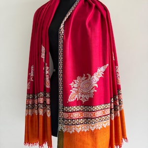 Pashmina Shawl, Handloom woven, Hand Embroidery, Very soft, Size 100 x 200 cm