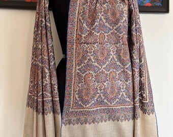 Handmade Pashmina Shawl: Sozni Jamawar Floral Embroidery, Kashmir Scarf