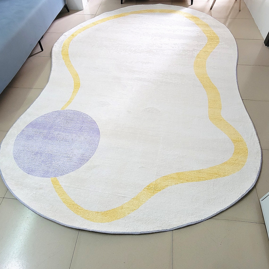 Modern Minimalist Irregular Living Room Rugs Green Cream Etsy