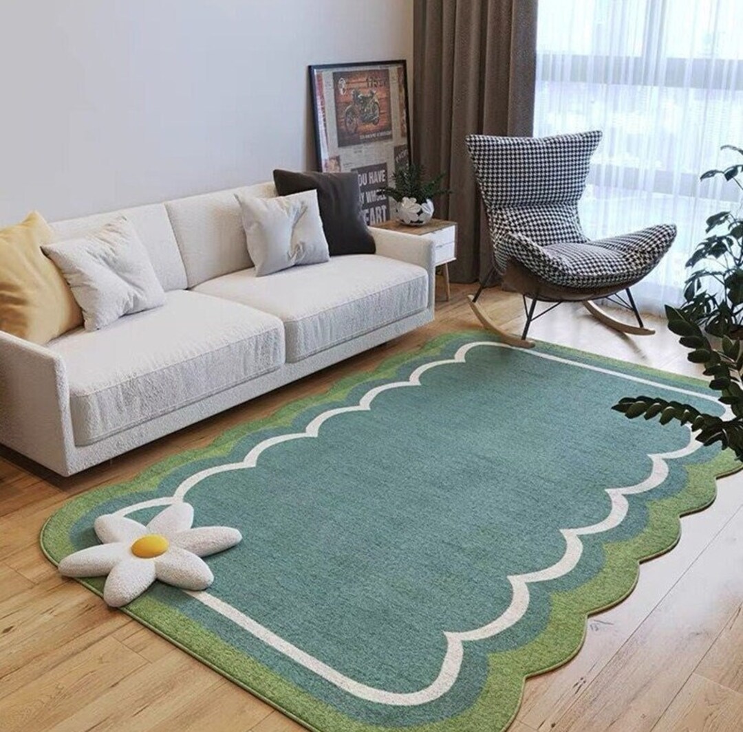Cute Green Wavy Lace Rugs Blue and Green Rugs Girls Bedside Etsy