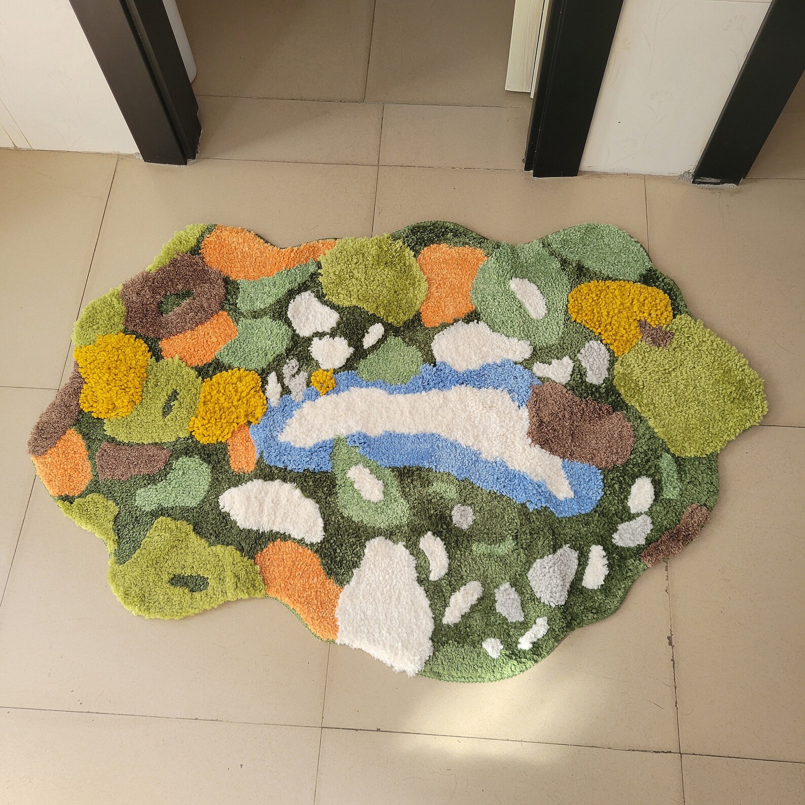 3D Tufted Handmade Rug Green Garden Rug Irregular Rug Moss Etsy