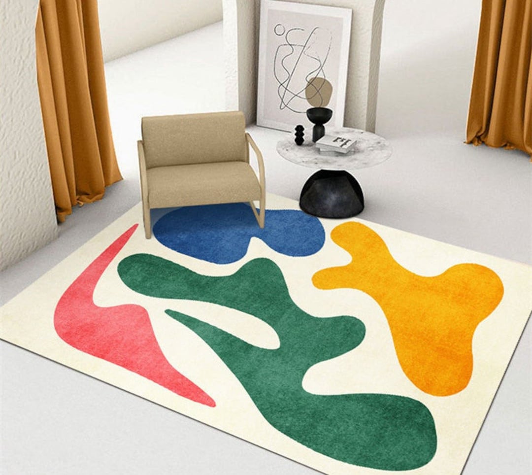 Modern Minimalist Abstract Living Room Area Rug Color Doodle - Etsy
