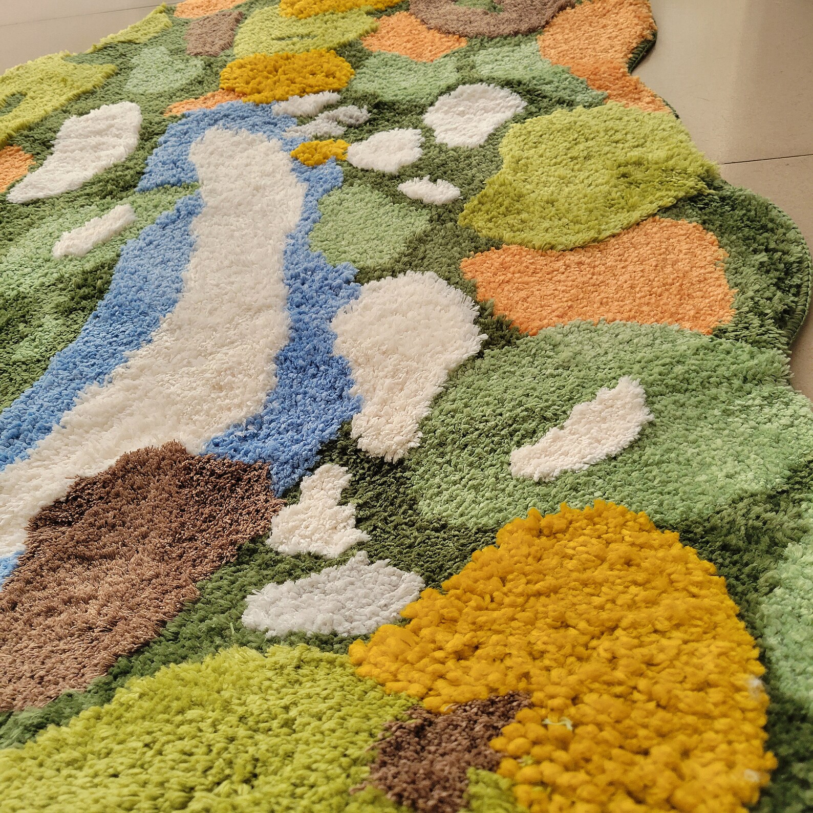 3D Tufted Handmade Rug Green Garden Rug Irregular Rug Moss Etsy