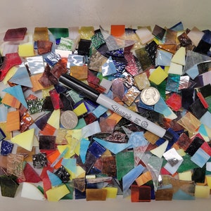 1 and 1/2Lbs. Stained Glass Scrap - Mosaic - Craft projects - Random Mixed Colors - Small Pieces