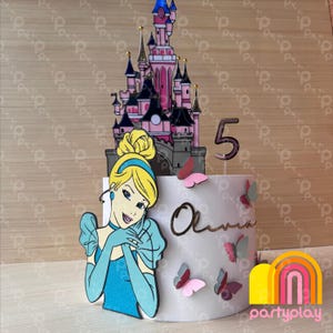 Décoration de gâteau Cendrillon à télécharger – Château de princesse 3D SVG PDF Studio – Décoration de fête d&#39;anniversaire de conte de fées pour Cricut et Silhouette