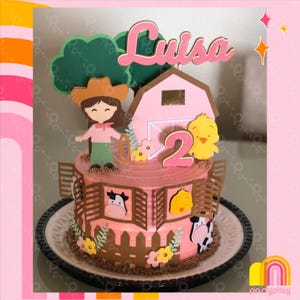 3Dファームガールケーキトッパー – デジタルファイル SVG | PDF | Studio – CricutとSilhouetteを使ったDIYバースデーパーティーデコレーション