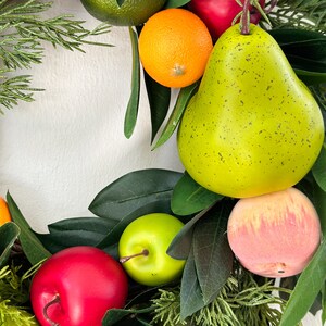 Christmas Fruit Wreath with Laurel Greenery for Front Door, Winter Wreath, Williamsburg Style Wreath w/ Fruit, Seasonal Holiday Decorations image 4