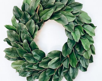 Magnolia Wreath for All Seasons, Year Round Front Door Wreath, Decor, Faux Greenery Wreath, Everyday Wreath, Southern Wreath, Simple Wreath