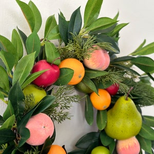 Christmas Fruit Wreath with Laurel Greenery for Front Door, Winter Wreath, Williamsburg Style Wreath w/ Fruit, Seasonal Holiday Decorations image 6