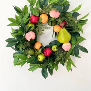 Christmas Fruit Wreath with Laurel Greenery for Front Door, Winter Wreath, Williamsburg Style Wreath w/ Fruit, Seasonal Holiday Decorations image 7