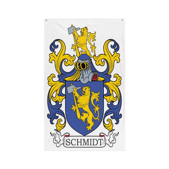 Schmidt Family Crest Flag Schmidt Coat of Arms Flag | Etsy