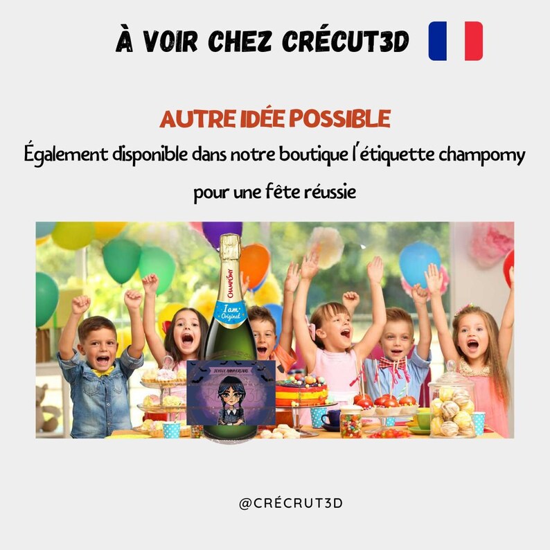 Carte d'invitation anniversaire enfant Template modifiable personnalisable. invitation en Français. Inspiration Wednesday Addams image 7