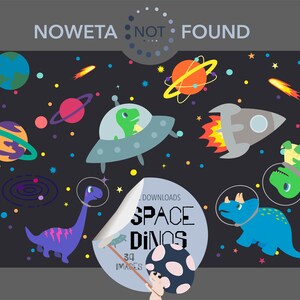 Space Dino clipart for stationary, journal, birthday card, baby shower, digital download, tumbler, sticker