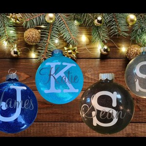 Personalized Glass Glittered Disk Ornaments