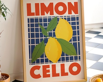 Limoncello Küchen Poster | Poster Limoncello für Küche | Poster Beige Küche | Poster mit Schrift für Küche oder Esszimmer