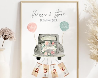 Wedding cash gift | personalized wedding gift | money in a picture frame | wedding poster | just married gift