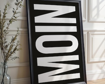 MOIN Poster Schwarz Hintergrund | MOIN Bild für Wohnzimmer, Schlafzimmer oder Flur | Poster minimalistisch mit Text | Poster Moin Schwarz
