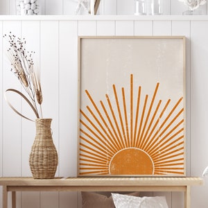 Boho Sun Poster | Sunrise Poster | Boho Sun Decor | Boho Art Poster for Bedroom with Picture Frame