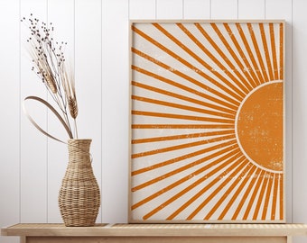 Boho Sonne Poster | Sunrise Poster | Boho Sun Decor | Boho Art Poster für Schlafzimmer oder Wohnzimmer mit Bilderrahmen