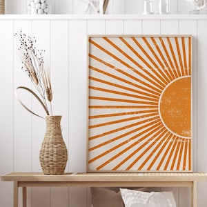 Boho Sonne Poster | Sunrise Poster | Boho Sun Decor | Boho Art Poster für Schlafzimmer oder Wohnzimmer mit Bilderrahmen