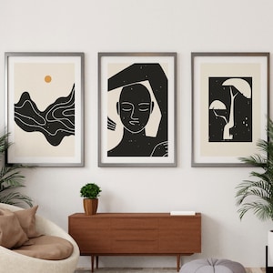 Abstract Art Poster Set | Boho Poster Set | Wohnzimmer Poster Set | Bilderwand Flur | Schlafzimmer Bilder Set