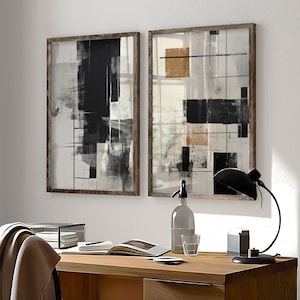 Abstraktes 2er Poster Set für Wohnzimmer, Schlafzimmer und Büro | Abstrakte Wanddeko | Poster Set  modern abstrakt | Home decor wall art