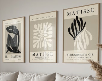 Matisse Beige Poster Set for Living Room | Abstract Art Matisse | Boho Poster Set Matisse | Abstract Poster Set | Wall Decor for Bedroom