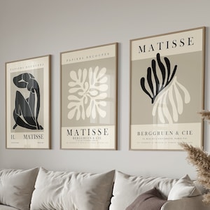Matisse Beige Poster Set Wohnzimmer | Abstrakte Kunst Matisse | Boho Poster Set Matisse | Poster Set Abstrakt | Wanddekoration Schlafzimmer