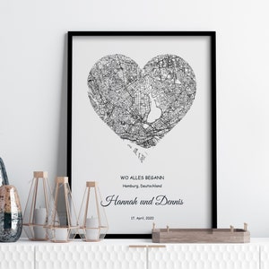 Personalisiertes Stadt Poster | Geschenk für Sie und Ihn | Hochzeit | Geburtstag | Jahrestag