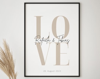 LOVE personalized poster as a wedding gift | Anniversary poster | Wedding gift for him and her | Gift for couples