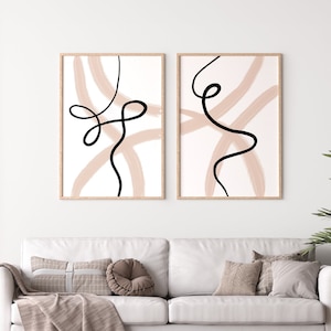Abstrakte Linien Poster Set für Wohnzimmer, Schlafzimmer oder Flur | Abstract Lines Poster Set | XXL Poster Abstract | mit Bilderrahmen