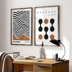 Bauhaus Abstraktes 2er Poster Set für Wohnzimmer, Schlafzimmer und Büro | Bauhaus Wanddeko | Boho Poster Set  | Home decor wall art