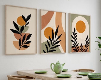 Boho Poster Set for Living Room, Bedroom or Hallway | Wall Decor for Living Room | Abstract Picture Set in A4, A3, 40x60, 50x75, 60x90