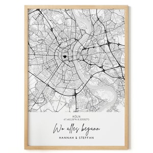 Wo alles begann Koordinaten Bild, Geschenk zur Hochzeit personalisiert, Geschenk Geburtstag, Landkarte personalisiert, Hochzeitsgeschenk