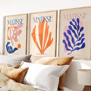 Matisse Poster 3er Set | Poster Set Bund | Poster Set für Wohnzimmer, Schlafzimmer oder Flur | Poster Abstrakt Bunt | Poster Set in Beige