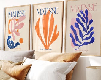 Matisse Poster 3er Set | Poster Set Bund | Poster Set für Wohnzimmer, Schlafzimmer oder Flur | Poster Abstrakt Bunt | Poster Set in Beige