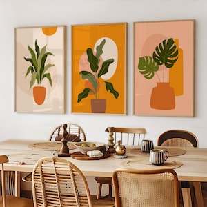 Boho Blumen Poster Set für Wohnzimmer, Schlafzimer oder Flur | Boho Blumen Wohnzimmer Bilder Set | Poster Set in A4,A3, 40x60, 50x70, 60x90