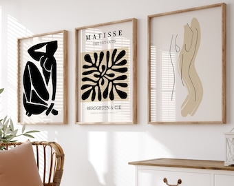 Matisse Cream White 3-Piece Poster Set | Henri Matisse Abstract Poster Set of 3 | Poster Set for the Living Room | from A4 to XXL Posters 60 x 90 cm
