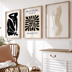 Matisse Cream White Poster Set of 3 | Henri Matisse Abstract Poster Set of 3 | Poster set for the living room | from A4 to XXL posters 60 x 90 cm