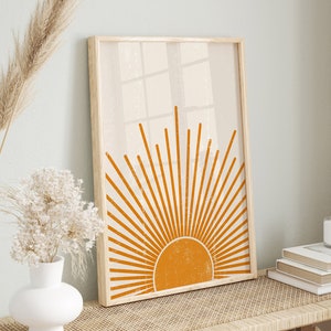 Boho Sonne Poster | Sunrise Poster | Boho Sun Decor | Boho Art Poster für Schlafzimmer mit Bilderrahmen