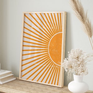 Boho Sonne Poster | Sunrise Poster | Boho Sun Decor | Boho Art Poster für Schlafzimmer oder Wohnzimmer mit Bilderrahmen