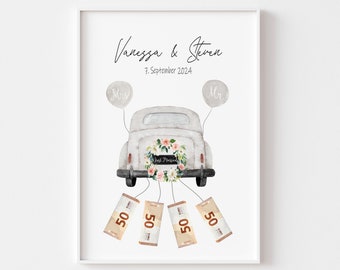 Geld im Bilderrahmen als Geschenk zur Hochzeit | personalisiertes Hochzeitsgeschenk | Geldgeschenk zur Hochzeit | Poster Geschenk Hochzeit