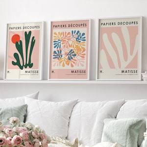 Matisse Vintage Pink Poster Set of 3 | Henri Matisse Abstract Poster Set of 3 | Vintage Poster Set for the Living Room | A4 to 60 x 90 cm Poster