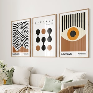Bauhaus Abstrakte Kunst Poster Set Wohnzimmer und Schlafzimmer | Bauhaus Wanddeko | Boho Poster Set  | Home decor wall art