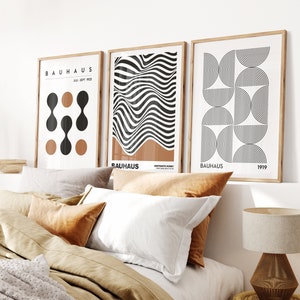 Bauhaus Abstrakte Formen Poster Set für Wohnzimmer und Schlafzimmer | Bauhaus Wanddeko | Boho Poster Set  | Home decor wall art