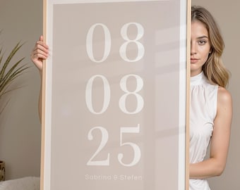 Poster Personalisiert für Ehepaar, zum Geburtstag, zum Jahrestag | Poster mit Datum und Name als Geschenk | Poster zum ausdrucken