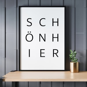 Schönhier Poster Wandbild mit Spruch | Poster für Wohnzimmer | Poster für Küche | Wand Dekoration