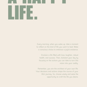 CHOOSE A HAPPY LIFE Motivierendes Sprüche Poster Motivationsposter mit Text Minimalistische Wanddekoration Bild 5